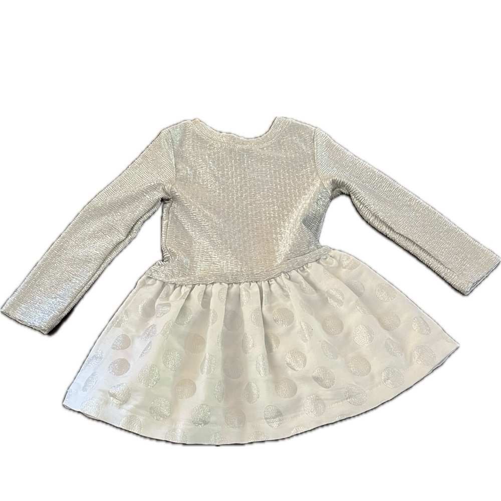 Beautiful silver and white baby girl dress long sleeve Calvin Klein size 24 M - Picture 2 of 8